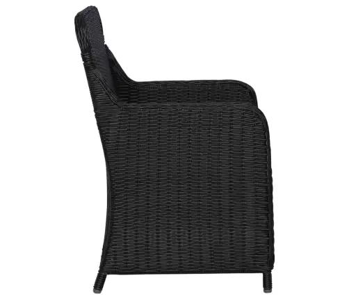 Sodo Valgomojo Baldų Komplektas, 3 Dalių, Juodos Spalvos