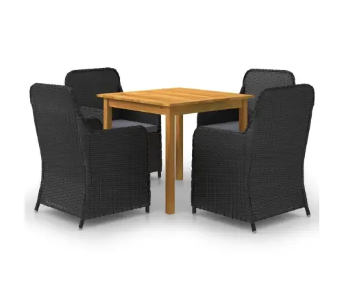 5-Daļīgs Dārza Mēbeļu Komplekts, Melns Vidaxl