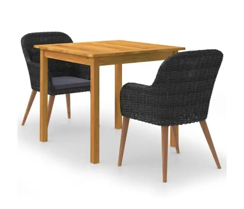 Sodo Valgomojo Komplektas, 3 Dalių, Juodas