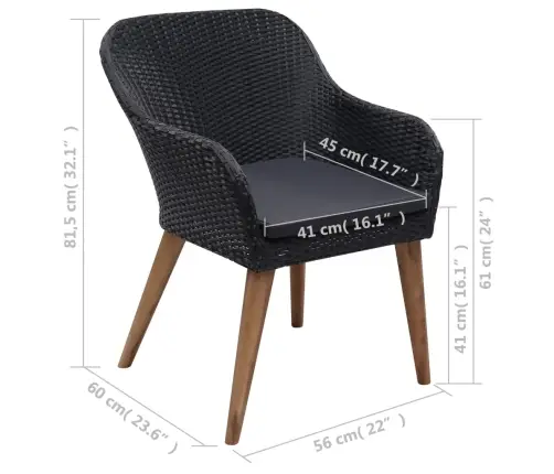 Sodo Valgomojo Komplektas, 3 Dalių, Juodas