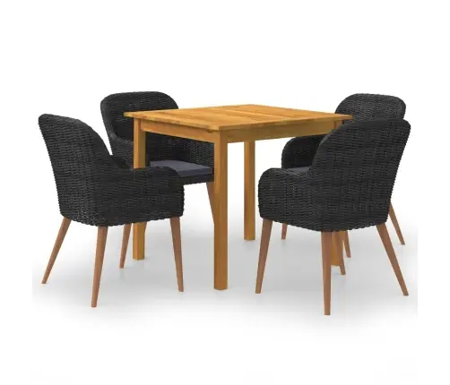 5-Osaline Aiamööblikomplekt, Must