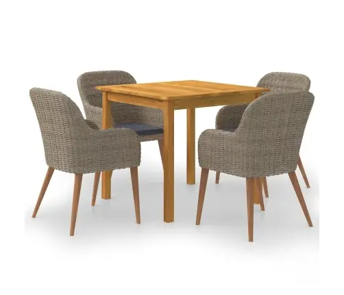 Sodo Valgomojo Komplektas, 5 Dalių, Rudas