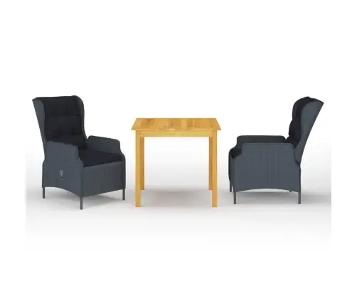 3-Osaline Aiamööblikomplekt, Tumehall