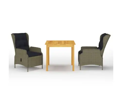 3-Osaline Aiamööblikomplekt, Pruun