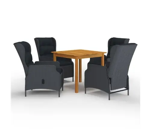 5-Daļīgs Dārza Mēbeļu Komplekts, Tumši Pelēks Vidaxl