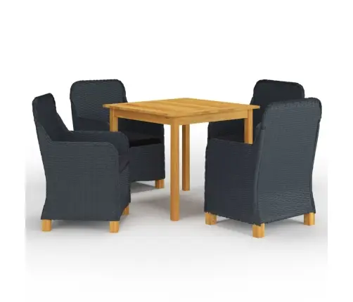 Sodo Valgomojo Baldų Komplektas, 5 Dalių, Tamsiai Pilkas