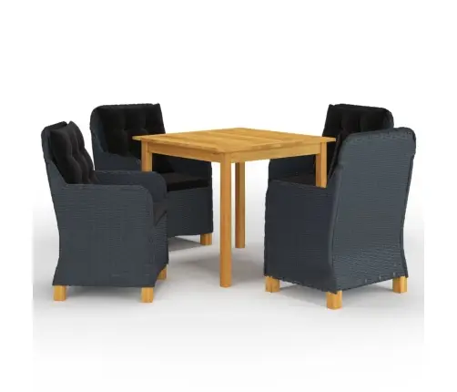 5-Daļīgs Dārza Mēbeļu Komplekts, Tumši Pelēks Vidaxl