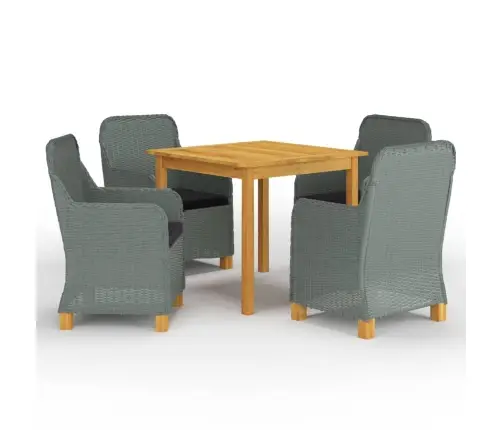 Sodo Valgomojo Baldų Komplektas, 5 Dalių, Šviesiai Pilkas