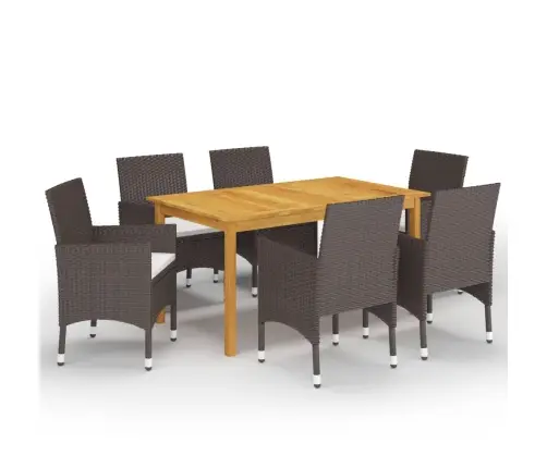 Sodo Valgomojo Baldų Komplektas, 7 Dalių, Rudos Spalvos