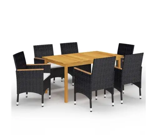 7-Osaline Aiamööbli Komplekt, Must