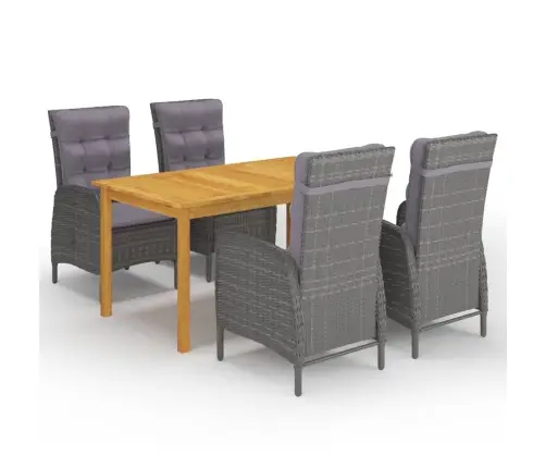 5-Daļīgs Dārza Mēbeļu Komplekts, Pelēks Vidaxl