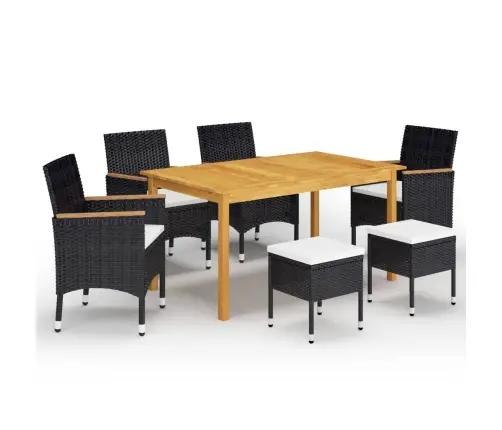 7-Osaline Aiamööbli Komplekt, Must