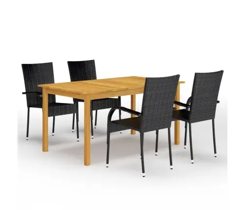 5-Daļīgs Dārza Mēbeļu Komplekts, Melns Vidaxl