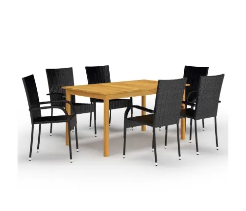 7-Daļīgs Dārza Mēbeļu Komplekts, Melns Vidaxl