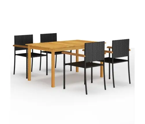 5-Daļīgs Dārza Mēbeļu Komplekts, Melns Vidaxl