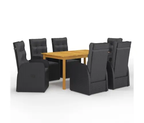 7-Osaline Aiamööbli Komplekt, Must