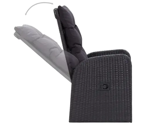 7-Osaline Aiamööbli Komplekt, Must