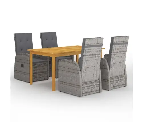 5-Daļīgs Dārza Mēbeļu Komplekts, Pelēks Vidaxl