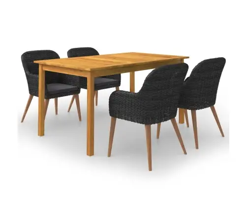 Sodo Valgomojo Komplektas, 5 Dalių, Juodas (147876+2X44153)