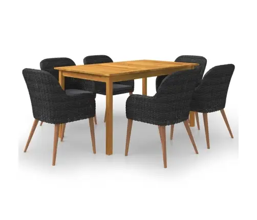 7-Daļīgs Dārza Mēbeļu Komplekts, Melns Vidaxl