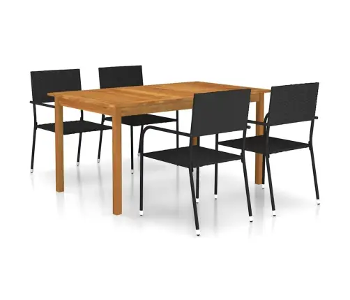 5-Daļīgs Dārza Mēbeļu Komplekts, Melns Vidaxl