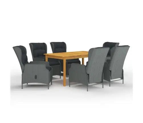 7-Osaline Aiamööbli Komplekt, Helehall