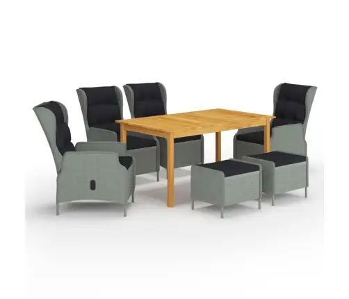 7-Daļīgs Dārza Mēbeļu Komplekts, Gaiši Pelēks Vidaxl