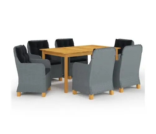 Sodo Valgomojo Baldų Komplektas, 7 Dalių, Šviesiai Pilkas