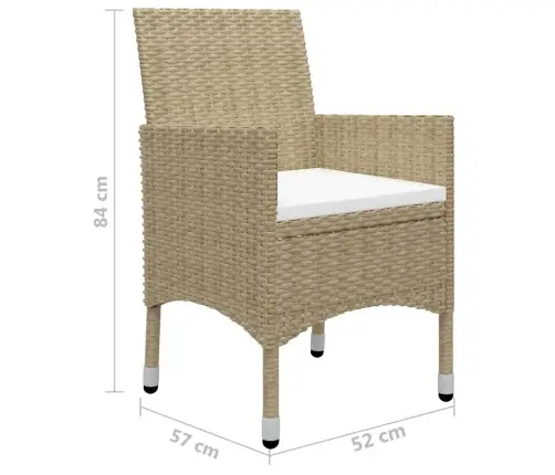 7-Daļīgs Dārza Mēbeļu Komplekts, Bēšs Vidaxl