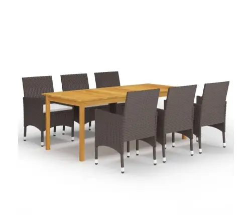 Sodo Valgomojo Baldų Komplektas, 7 Dalių, Rudos Spalvos Sodo Valgomojo Baldų Komplektas, 7 Dalių, Rudos Spalvos