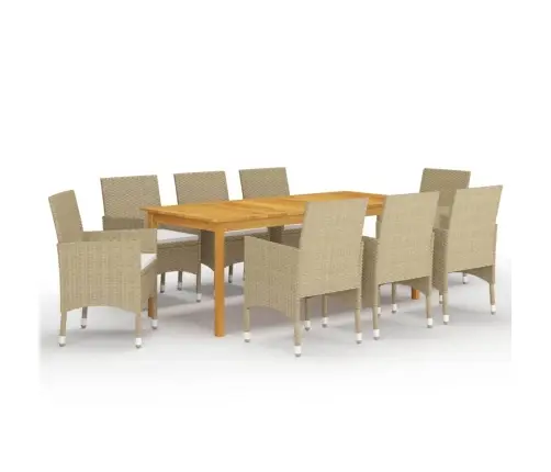 9-Daļīgs Dārza Mēbeļu Komplekts, Bēšs Vidaxl