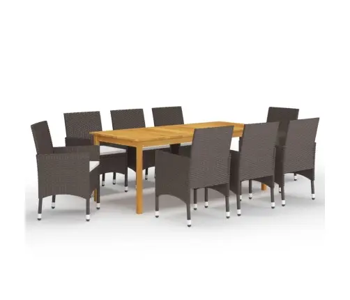 9-Daļīgs Dārza Mēbeļu Komplekts, Brūns Vidaxl