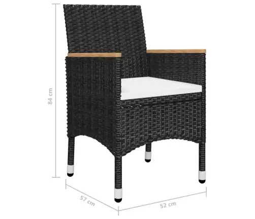 Sodo Valgomojo Baldų Komplektas, 7 Dalių, Juodos Spalvos