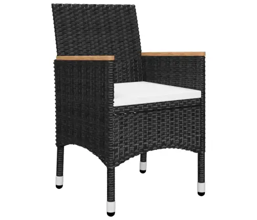 Sodo Valgomojo Baldų Komplektas, 7 Dalių, Juodos Spalvos