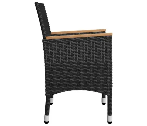 Sodo Valgomojo Baldų Komplektas, 7 Dalių, Juodos Spalvos