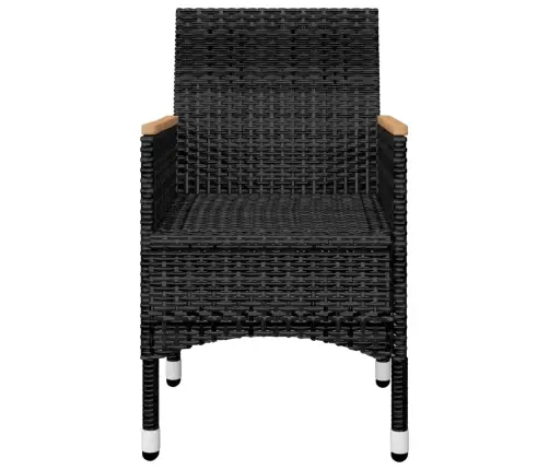 Sodo Valgomojo Baldų Komplektas, 7 Dalių, Juodos Spalvos