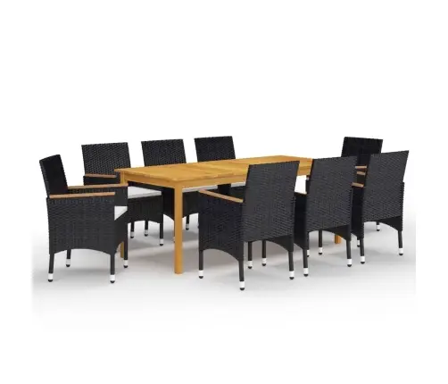 9-Osaline Aiamööbli Komplekt, Must