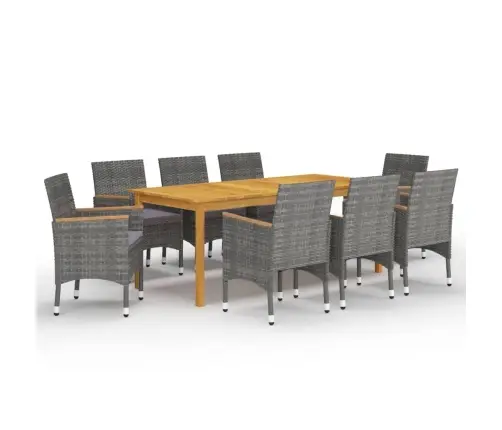 Sodo Valgomojo Baldų Komplektas, 9 Dalių, Pilkos Spalvos