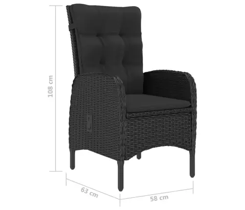 7-Osaline Aiamööbli Komplekt, Must