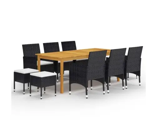 11-Daļīgs Dārza Mēbeļu Komplekts, Melns Vidaxl