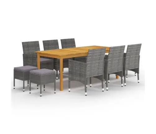 Sodo Valgomojo Baldų Komplektas, 11 Dalių, Pilkos Spalvos Sodo Valgomojo Baldų Komplektas, 11 Dalių, Pilkos Spalvos