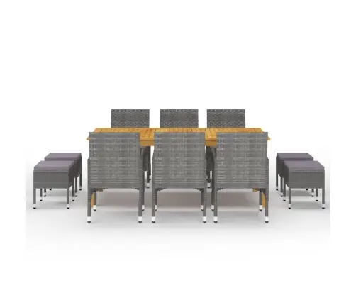 Sodo Valgomojo Baldų Komplektas, 11 Dalių, Pilkos Spalvos Sodo Valgomojo Baldų Komplektas, 11 Dalių, Pilkos Spalvos