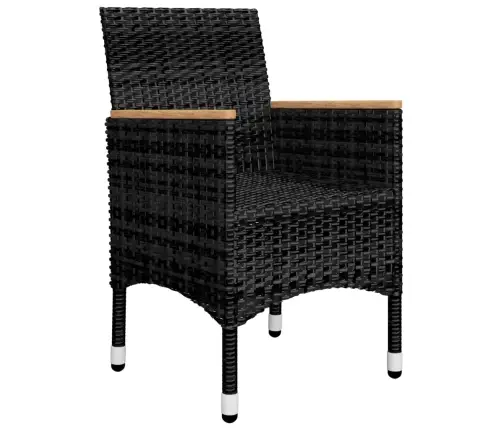 Sodo Valgomojo Baldų Komplektas, 11 Dalių, Juodos Spalvos