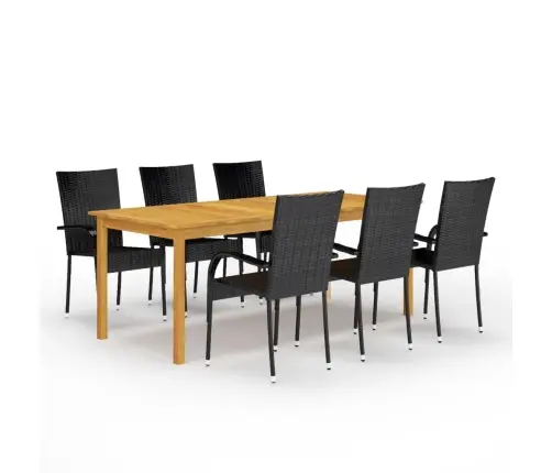 7-Daļīgs Dārza Mēbeļu Komplekts, Melns Vidaxl