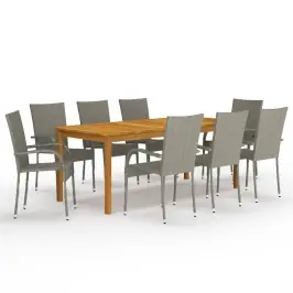 9-Daļīgs Dārza Mēbeļu Komplekts, Pelēks Vidaxl 9-Daļīgs Dārza Mēbeļu Komplekts, Pelēks Vidaxl