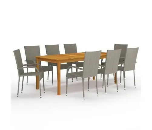 9-Daļīgs Dārza Mēbeļu Komplekts, Pelēks Vidaxl