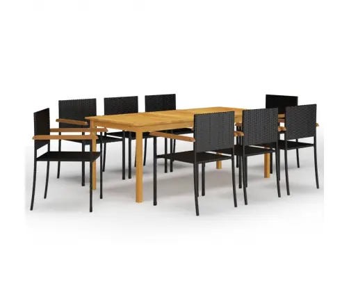 9-Osaline Aiamööbli Komplekt, Must