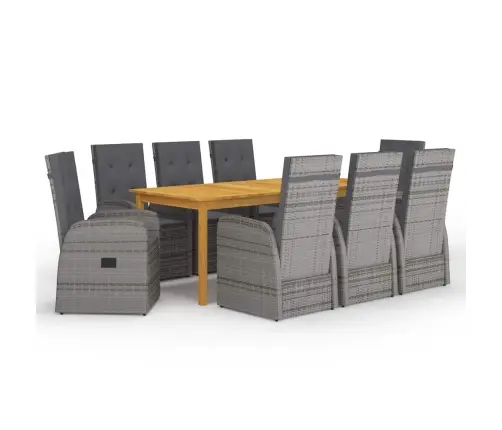 9-Daļīgs Dārza Mēbeļu Komplekts, Pelēks Vidaxl