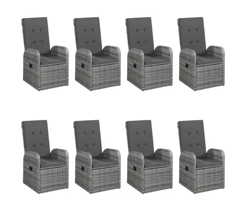 9-Daļīgs Dārza Mēbeļu Komplekts, Pelēks Vidaxl