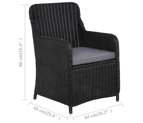 7-Daļīgs Dārza Mēbeļu Komplekts, Melns Vidaxl